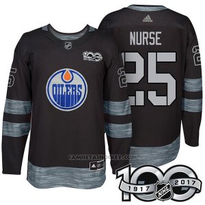 Camiseta Hockey Hombre Edmonton Oilers 25 Darnell Nurse 2017 Centennial Limited Negro