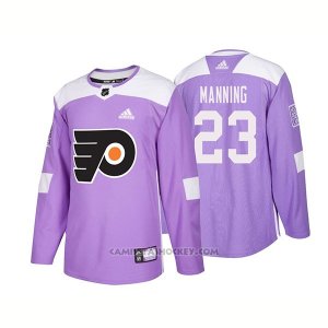 Camiseta Hockey Hombre Autentico Philadelphia Flyers 23 Brandon Manning Hockey Fights Cancer 2018 Violeta