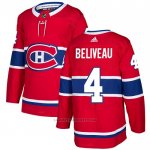 Camiseta Hockey Montreal Canadiens 4 Jean Beliveau Primera Autentico Rojo