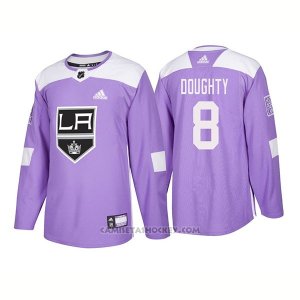 Camiseta Hockey Hombre Autentico Los Angeles Kings 8 Drew Doughty Hockey Fights Cancer 2018 Violeta