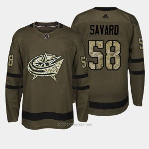 Camiseta Hockey Hombre Columbus Blue Jackets 70 David Savard Verde Salute To Service