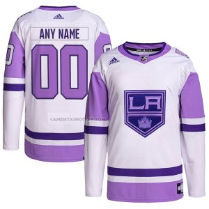 Camiseta Hockey Los Angeles Kings Personalizada Fights Cancer Autentico Blanco Violeta