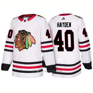 Camiseta Hockey Hombre Male Blackhawks 40 John Hayden 2018 Blanco