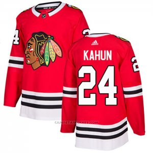 Camiseta Hockey Chicago Blackhawks 24 Dominik Kahun Primera Autentico Rojo