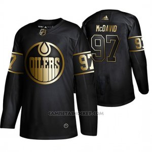 Camiseta Hockey Edmonton Oilers Connor Mcdavid Golden Edition Autentico Negro