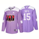 Camiseta Hockey Hombre Autentico Ottawa Senators 15 Zack Smith Hockey Fights Cancer 2018 Violeta