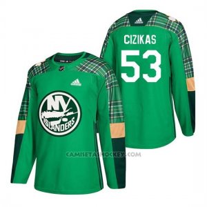 Camiseta New York Islanders Casey Cizikas 2018 St. Patrick's Day Verde