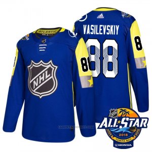 Camiseta Hockey Hombre Tampa Bay Lightning 88 Andrei Vasilevskiy Azul 2018 All Star Autentico