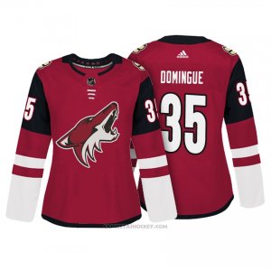 Camiseta Hockey Mujer Arizona Coyotes 35 Louis Domingue Rojo Autentico Jugador