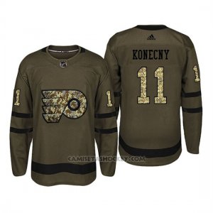 Camiseta Philadelphia Flyers 11 Travis Konecny Camo Salute To Service