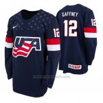 Camiseta Hockey USA Alex Gaffney 2019 Hlinka Gretzky Cup Azul