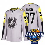 Camiseta Hockey Hombre Pittsburgh Penguins 87 Sidney Crosby Gris 2018 All Star Autentico