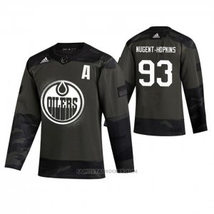 Camiseta Hockey Edmonton Oilers Ryan Nugent Hopkins 2019 Veterans Day Camuflaje