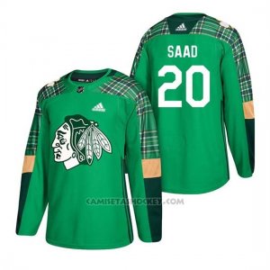 Camiseta Chicago Blackhawks Brandon Saad 2018 St. Patrick's Day Verde