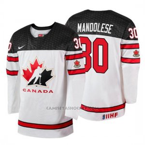 Camiseta Canada Team Kevin Mandolese 2018 Iihf World Championship Jugador Blanco