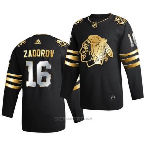 Camiseta Hockey Chicago Blackhawks Nikita Zadorov Golden Edition Limited Autentico 2020-21 Negro