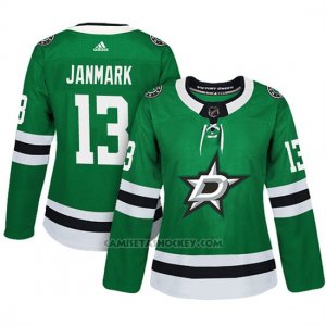 Camiseta Mujer Dallas Stars 13 Mattias Janmark Adizero Jugador Home Verde