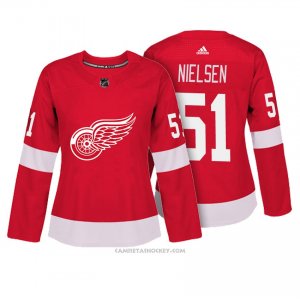 Camiseta Hockey Mujer Detroit Red Wings 51 Frans Nielsen Rojo Autentico Jugador