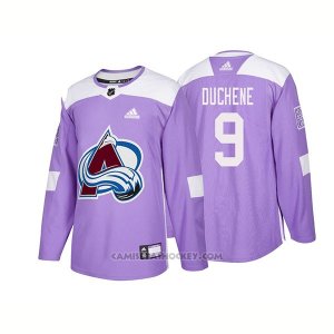 Camiseta Hockey Hombre Autentico Colorado Avalanche 9 Matt Duchene Hockey Fights Cancer 2018 Violeta