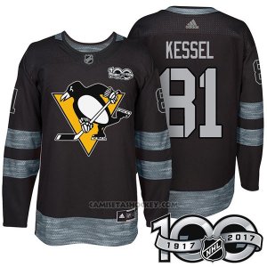 Camiseta Hockey Hombre Pittsburgh Penguins 81 Phil Kessel 2017 Centennial Limited Negro
