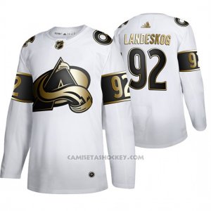Camiseta Hockey Colorado Avalanche Gabriel Landeskog Golden Edition Limited Blanco