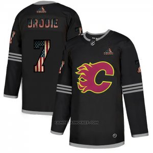 Camiseta Hockey Calgary Flames Tj Brodie 2020 USA Flag Negro
