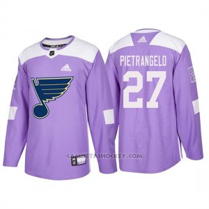 Camiseta St. Louis Blues Alex Pietrangelo Hockey Fights Cancer Violeta