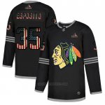 Camiseta Hockey Chicago Blackhawks Tony Esposito 2020 USA Flag Negro