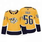 Camiseta Hockey Mujer Nashville Predator 56 Kevin Fiala Amarillo Autentico Jugador