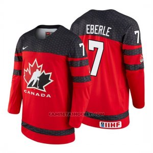Camiseta Canada Team Jordan Eberle 2018 Iihf World Championship Jugador Rojo