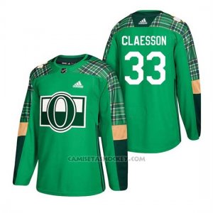 Camiseta Ottawa Senators Fredrik Claesson 2018 St. Patrick's Day Verde