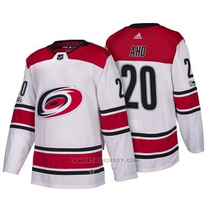 Camiseta Hockey Hombre Carolina Hurricanes 20 Sebastian Aho New Season Team Road 2018 Blanco