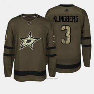 Camiseta Hockey Hombre Dallas Stars 3 John Klingberg Verde Salute To Service
