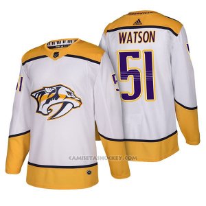 Camiseta Hockey Hombre Autentico Nashville Predators 51 Austin Watson Away 2018 Blanco