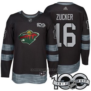 Camiseta Hockey Hombre Minnesota Wild 16 Jason Zucker 2017 Centennial Limited Negro