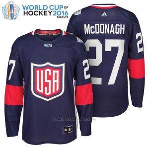 Camiseta Hockey USA Ryan Mcdonagh 27 Premier 2016 World Cup Azul