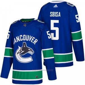 Camiseta Hockey Hombre Vancouver Canucks 5 Luca Sbisa Azul Adidas 2018 Premier