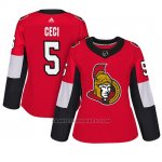 Camiseta Mujer Ottawa Senators 5 Cody Ceci Adizero Jugador Home Rojo