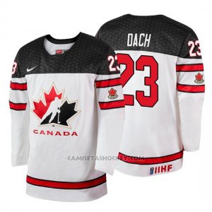 Camiseta Canada Team Kirby Dach 2018 Iihf World Championship Jugador Blanco