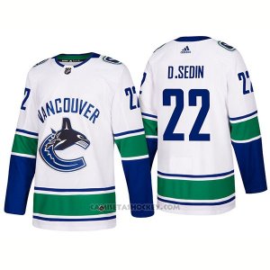 Camiseta Hockey Hombre Vancouver Canucks 22 Daniel Sedin Away Premier 2017-2018 Blanco