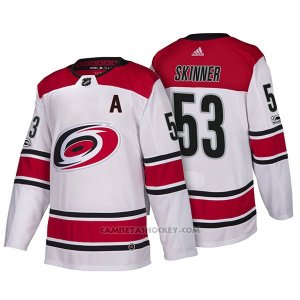 Camiseta Hockey Hombre Carolina Hurricanes 53 Jeff Skinner New Season Team Road 2018 Blanco