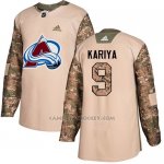 Camiseta Hockey Hombre Colorado Avalanche 9 Paul Kariya Camo Autentico 2017 Veterans Day Stitched