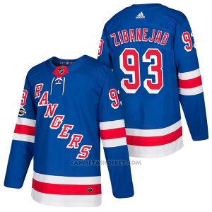 Camiseta Hockey Hombre Autentico New York Rangers 93 Mika Zibanejad Home 2018 Azul