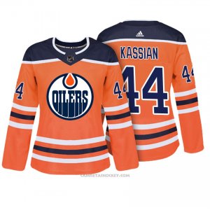 Camiseta Hockey Mujer Edmonton Oilers 44 Zack Kassian Naranja Autentico Jugador