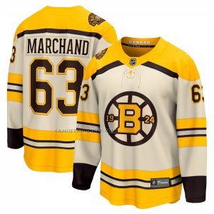 Camiseta Hockey Boston Bruins Brad Marchand 100th Aniversario Premier Breakaway Crema