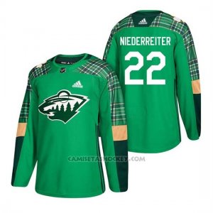 Camiseta Nino Minnesota Wild Nino Niederreiter 2018 St. Patrick's Day Verde