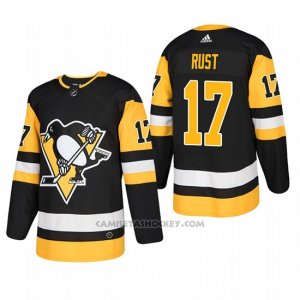 Camiseta Hockey Hombre Pittsburgh Penguins 17 Bryan Rust Home Autentico Jugador Negro