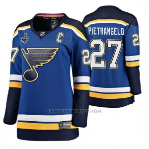 Camiseta Hockey Mujer St. Louis Blues Home Alex Pietrangelo Stanley Cup Final Azul