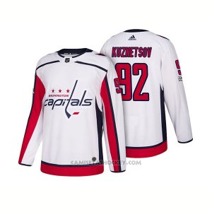 Camiseta Hockey Hombre Washington Capitals 92 Evgeny Kuznetsov Centennial Patch 2018 Blanco