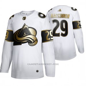 Camiseta Hockey Colorado Avalanche Nathan Mackinnon Golden Edition Limited Blanco